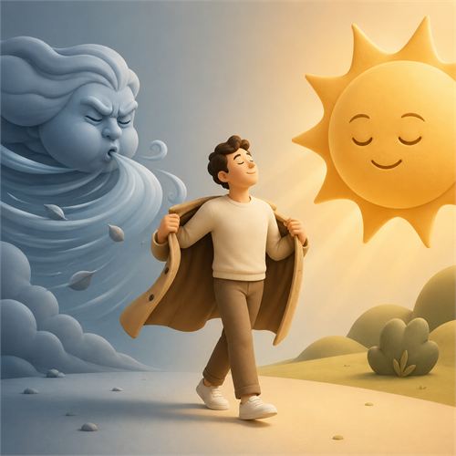 illustration av Principen om nordvinden och solen